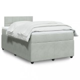 VidaXL Pat box spring cu saltea, gri deschis, 120x190 cm, catifea 3289986
