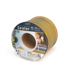 Banda adeziva pentru ferestre/usi Delight, 50 m x 21 mm, cauciuc, profil D, Negru