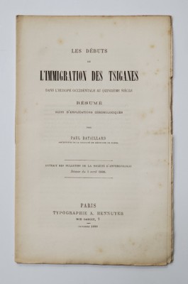 LES DEBUTS DE L &amp;#039; IMMIGRATION DES TSIGANES DANS L &amp;#039; EUROPE OCCIDENTALE AU QUINZIEME SIECLE par PAUL BATAILLARD , 1890 foto