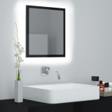 Oglindă de baie cu LED, negru extralucios, 40x8,5x37 cm, acril, vidaXL