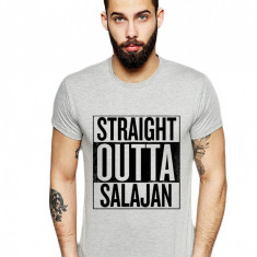 Tricou barbati gri cu text negru - Straight Outta Salajan - XL