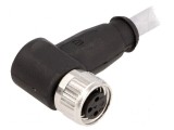 Conector M8 mamă 3 pini unghi 90&deg; cu cablu 1m PVC