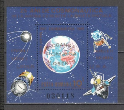 Romania.1983 Posta aeriana:25 ani de cosmonautica-Bl. TR.458 foto