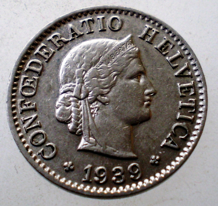 7.022 ELVETIA 5 RAPPEN 1939 B NICHEL