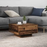 VidaXL Măsuță de cafea cu LED-uri, lemn vechi, 55x55x31 cm