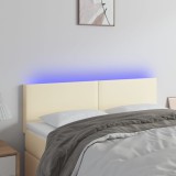 Cumpara ieftin Tăblie de pat cu LED, crem, 144x5x78/88 cm, piele ecologică