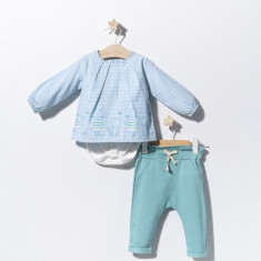 Set bluzita de vara cu pantalonasi pentru bebelusi Cats, Tongs baby (Culoare: Roz, Marime: 9-12 luni)