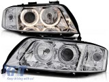 Set de faruri tuning cu ochi de &icirc;nger halogen, potrivit pentru Audi A6 C5 06.2001-05.2004 sedan/combinate, stanga si dreapta Performance AutoTuning