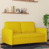 Canapea 2 locuri Gossi, galbena, 138x77x80 cm, catifea moale, cadru metalic robust, design modern