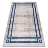 Covor NOBLE modern 1539 68 Cadru vintage - structural două niveluri cremă / albastru, 140x190 cm, Dreptunghi, Poliester