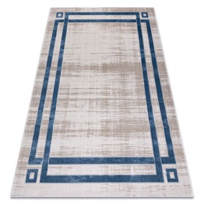 Covor NOBLE modern 1539 68 Cadru vintage - structural două niveluri cremă / albastru, 180x270 cm foto