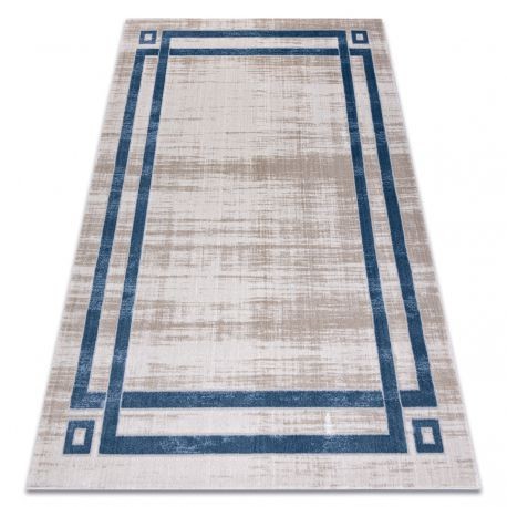Covor NOBLE modern 1539 68 Cadru vintage - structural două niveluri cremă / albastru, 180x270 cm