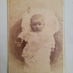 Foto carton CDV veche, Joszef Kossak, Timișoara / Temesvar, bebeluș