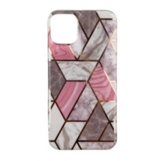 Husa protectie flippy compatibila cu huawei p smart 2021 soft imd tpu marble geometric alb