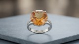 Cumpara ieftin Inel Cocktail din Argint 925 Rodiat cu Zirconia Amber-Citrin , Marime Modificabila)