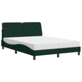 Cumpara ieftin Pat cu saltea, verde inchis, 140x200 cm, catifea
