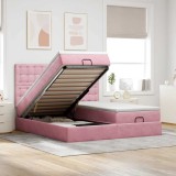 vidaXL Cadru de pat otoman cu saltele Roz 160x200cm catifea 3314656