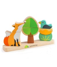 Puzzle educativ magnetic Vulpea in pA&fnof;dure, din lemn premium - Foxy Magnetic Stacker - 8 piese - Tender Leaf Toys
