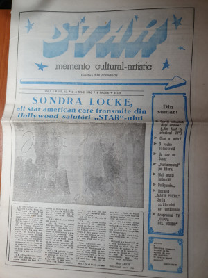 ziarul star 2-8 iulie 1990-ziar cultural artistic foto
