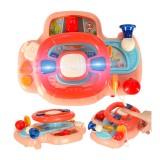 Jucarie interactiva bebelusi, Volan cu activita multiple, sunete si lumini, roz