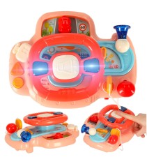 Jucarie interactiva bebelusi, Volan cu activita multiple, sunete si lumini, roz