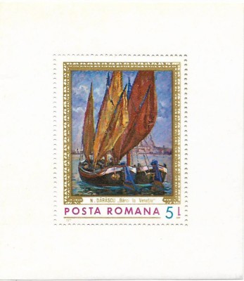 Colita Reproduceri de arta II - Marina, 1971 - NEOBLITERATA foto