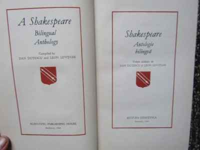 DAN DUTESCU - SHAKESPEARE. ANTOLOGIE BILINGVA (1964, editie cartonata) foto