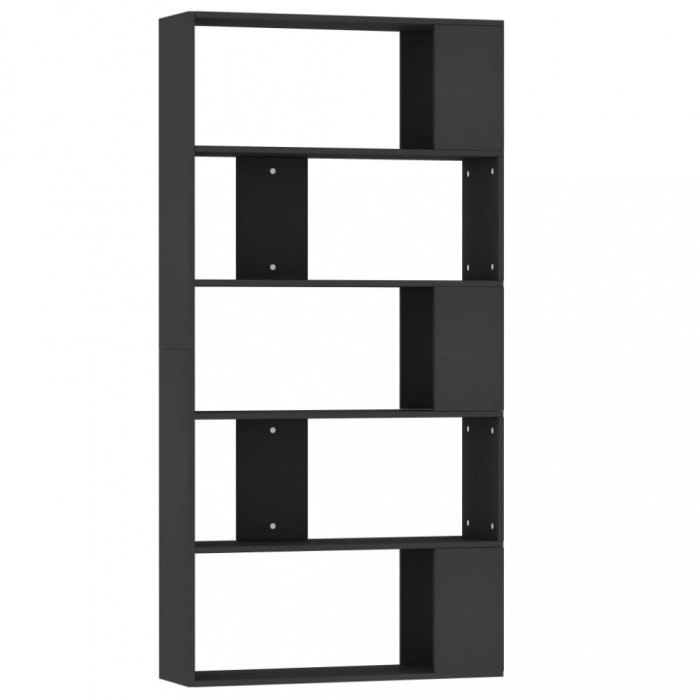 Biblioteca/Separator camera negru, 80x24x159 cm, lemn prelucrat