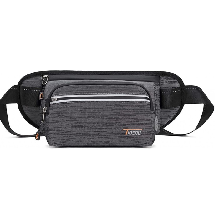 Borseta Tudequ, 35 x 15 cm, nylon, gri, negru