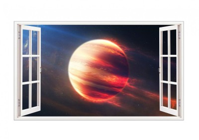 Sticker decorativ, fereastra 3D, Planeta, 85 cm, 1041STK foto