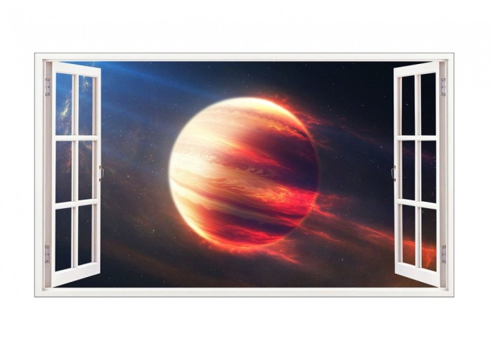 Sticker decorativ, fereastra 3D, Planeta, 85 cm, 1041STK