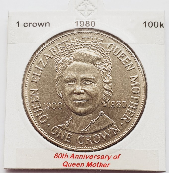 1889 Insula Man 1 crown 1980 Elizabeth II (Queen Mother) km 68