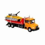 Set camion transportator cu tanc, Maxx Wheels, Galben, 16 cm