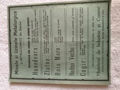 Reclama societate comerciala ,, Minele si Uzinele Metalurgice ale statului 1936
