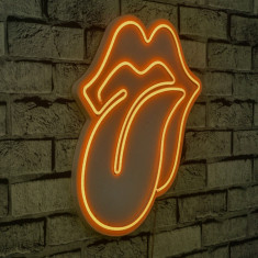 Decoratiune luminoasa LED, The Rolling Stones, Benzi flexibile de neon, DC 12 V, Galben