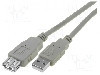 Cablu USB A mufa, USB A soclu, USB 2.0, lungime 3m, gri, VCOM - CU202-030-PB