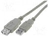 Cablu USB A mufa, USB A soclu, USB 2.0, lungime 1.5m, gri, VCOM - CU202-015-PB