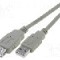 Cablu USB A mufa, USB A soclu, USB 2.0, lungime 3m, gri, VCOM - CU202-030-PB