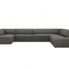 Coltar panoramic dreapta 7 locuri, Ruby, Micadoni Home, BL, 366x273x69 cm, velur, gri inchis