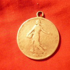 Medalion - Moneda Franta 1899 1 franc , argint ,5g