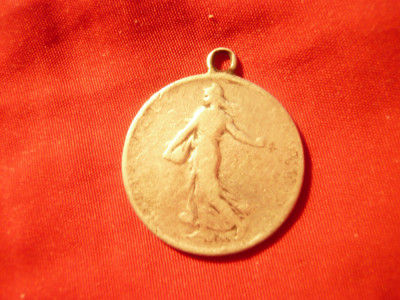 Medalion - Moneda Franta 1899 1 franc , argint ,5g foto