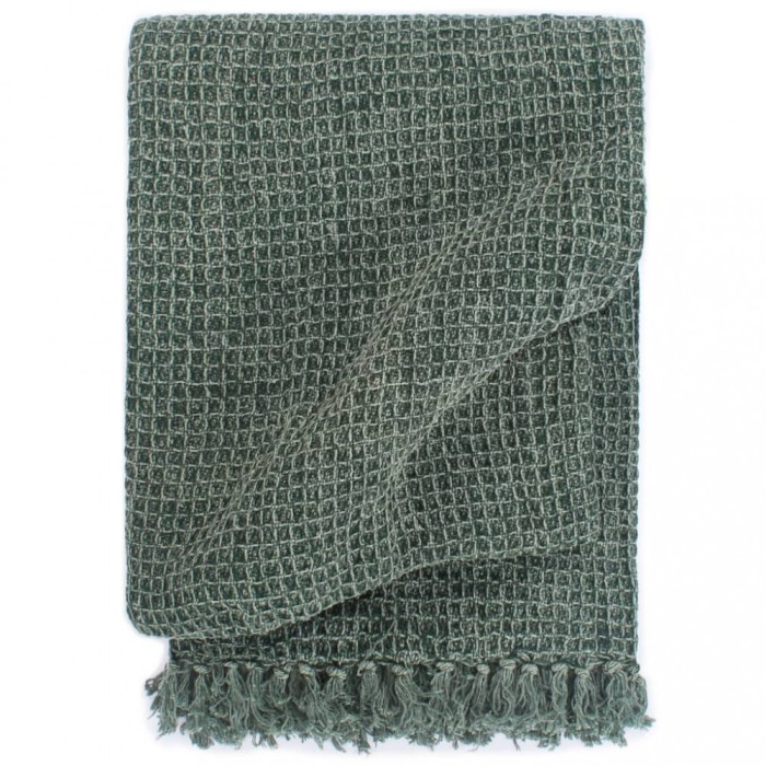 vidaXL Pătură decorativă, verde &icirc;nchis, 220 x 250 cm, bumbac