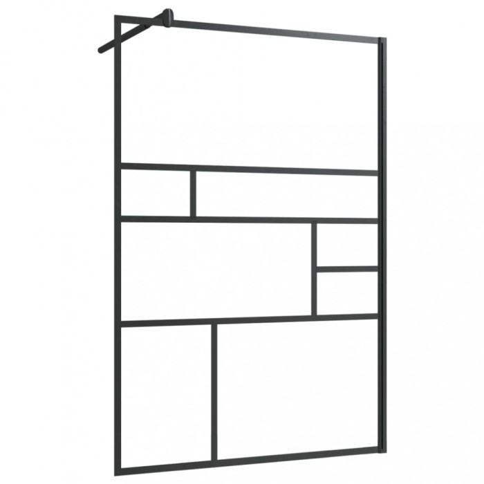 Paravan de dus walk-in negru 115x195 cm sticla ESG transparenta
