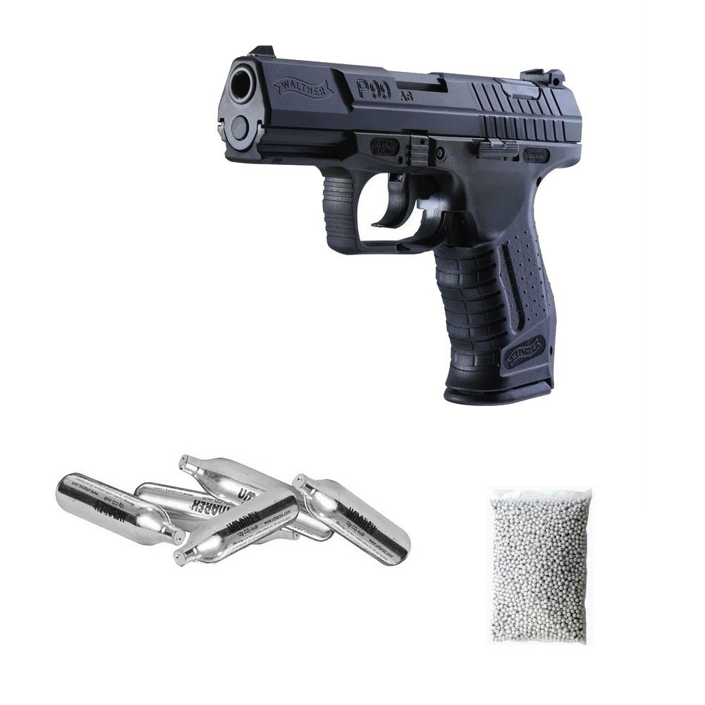 Pachet Pistol W P99 DAO 2 jouli Airsoft ,plus 5 CO2 si 500 bile | Okazii.ro