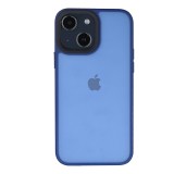 Husa cu protectie la camere si finisaj mat compatibil apple iphone 14, smoked, albastru