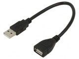 Cablu USB 2.0 A-A 0,15m Negru, Akyga