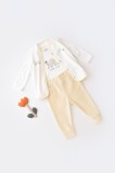 Cumpara ieftin Set 3 piese Broscuta cu body, pantalonasi si vestuta din 80%bumbac organic si 20% poliester - Crem, BabyCosy (Marime: 6-9 luni)