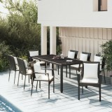 VidaXL Set mobilier de grădină cu perne, 9 piese, negru, poliratan