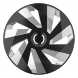 Capac roata auto Versaco Vector RC 16 inch, negru argintiu, pentru jante din otel, plastic ABS rezistent, montaj rapid, 1 bucata