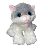 Jucarie Pisica cu ochi mari alb gri de plus